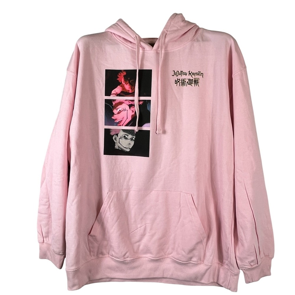 Jujutsu Kaisen Crunchyroll Adult XL Pink Anime Graphic Hoodie Streetwear Otaku